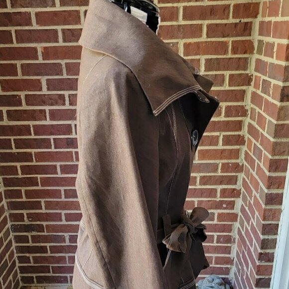 Robert Louis 90's Y2K Brown Belted Jacket - Cotton Stretch - Size S - Picture 3 of 8